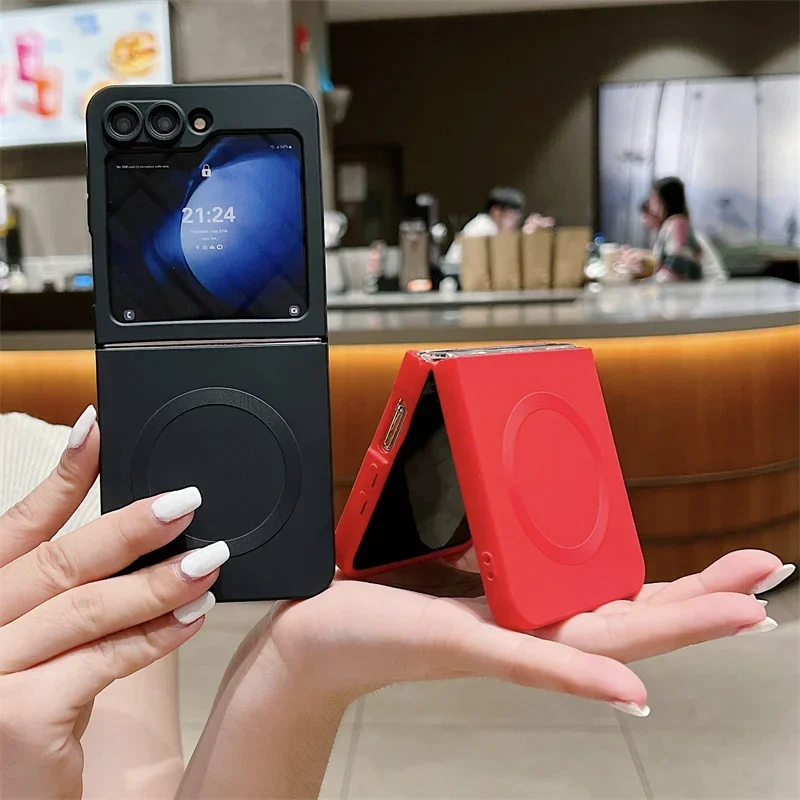 Luxury Liquid Silicone Magnetic Phone Case For Samsung Galaxy Z Filp 3 4 5 6 For Magsafe Shockproof Soft TPU Back Cover