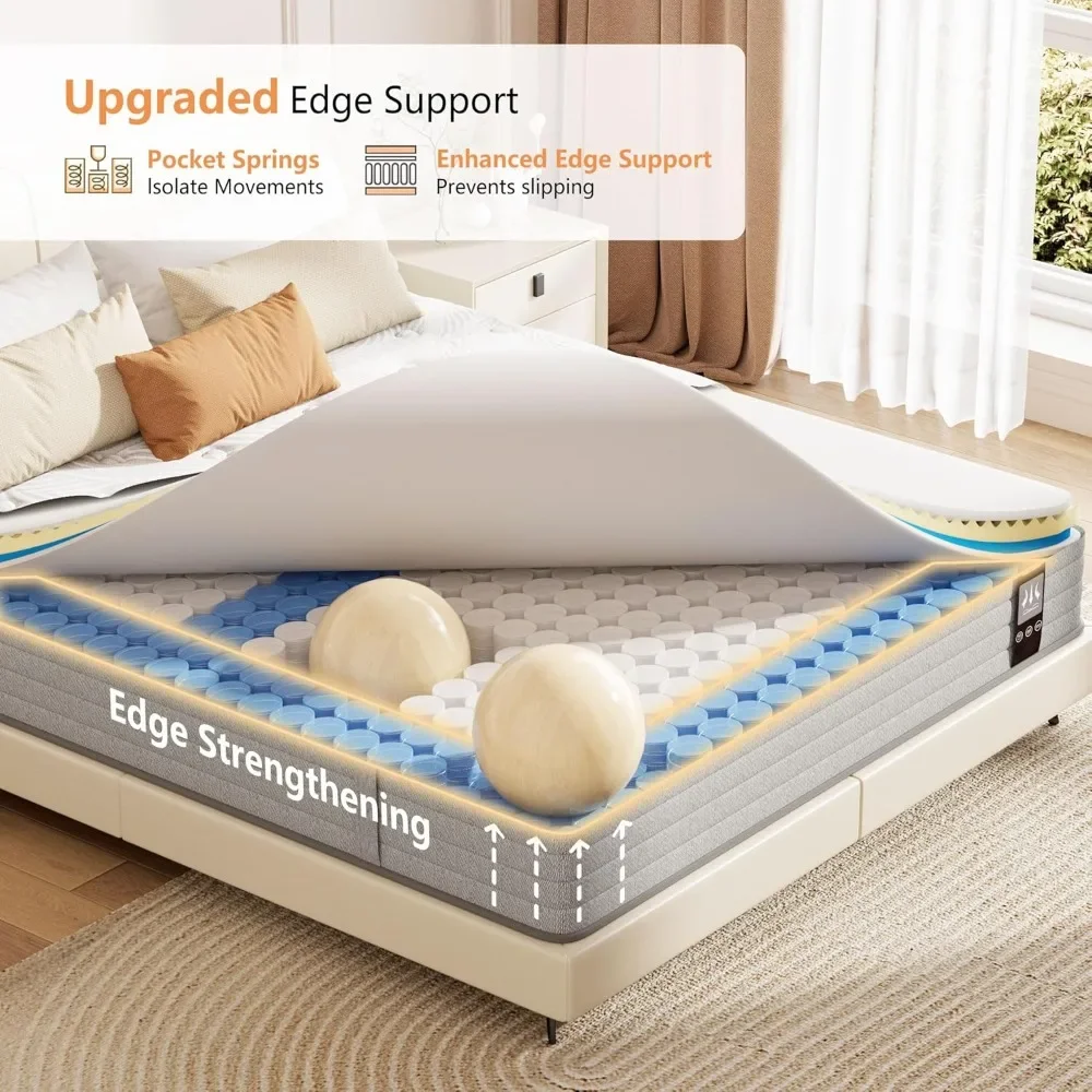 Mattress, 12 inch Hybrid Gel Memory Foam Mattress with Pocket Springs, Mattress in a Box, Motion Isolation, Pressure Relief 2