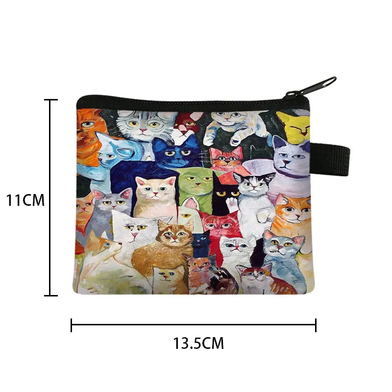 Coin Purse Cute Cat Print Mini Wallet Bag Card Holder ID Credit Holder Pocket Women Girls Kids Cosmetic Bag