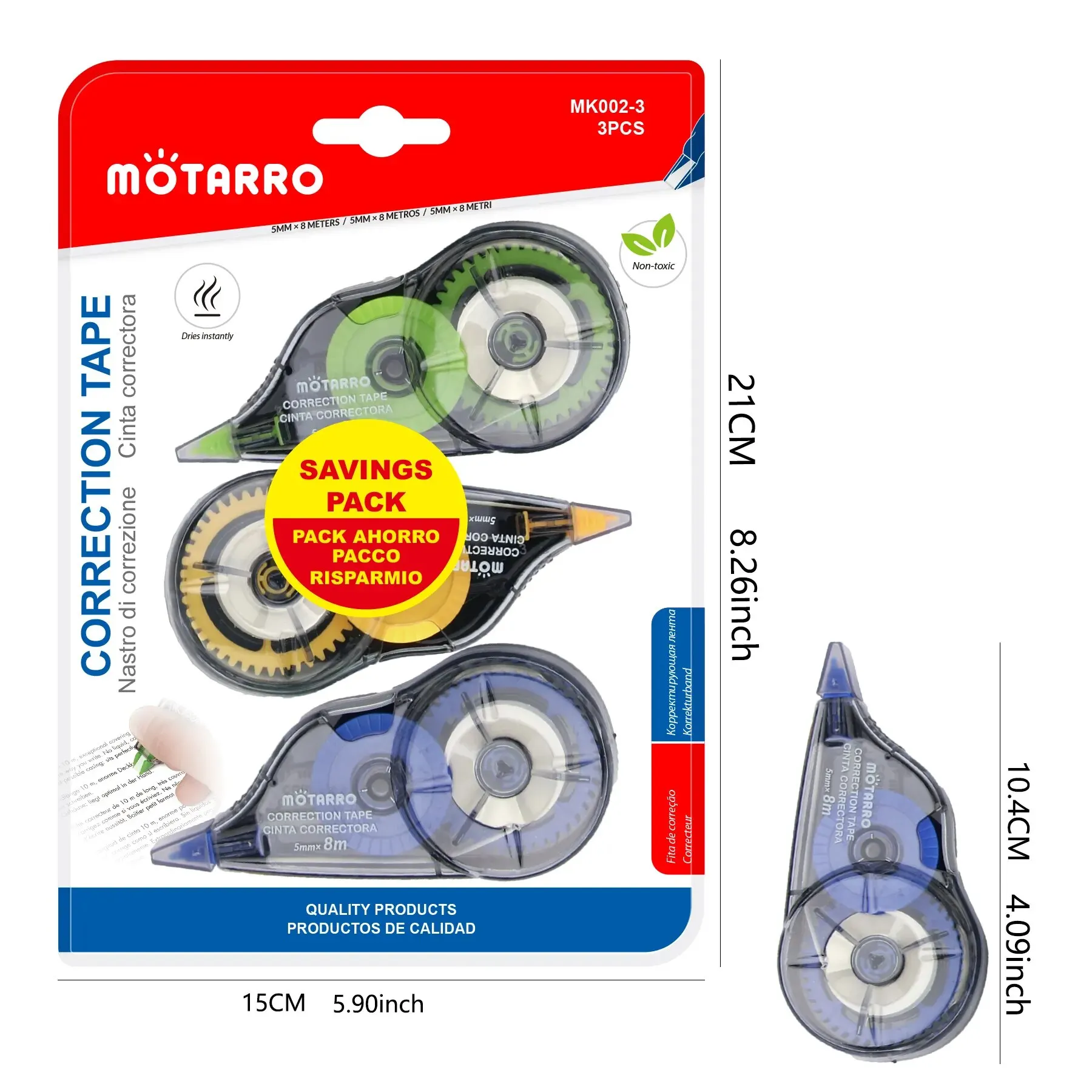 Transparent Correction Tape 3 Pcs/Set Student Large Capacity 5mm*8M Length 3 Colors Office School Supplies Stationery correction tape,correction belt,correction supplies