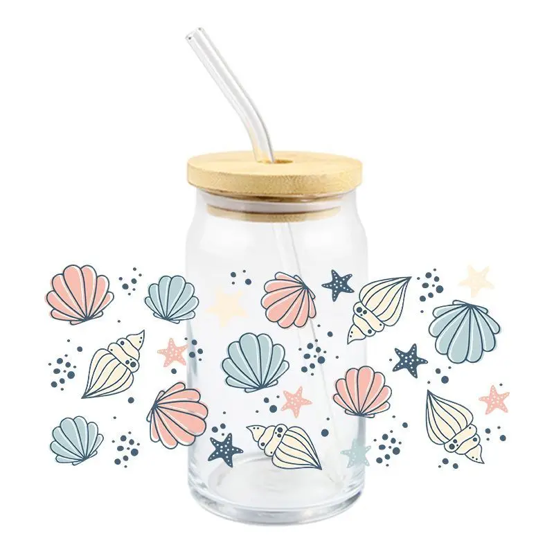 Marine Organism UV DTF Wrap Transfer Stickers for 16OZ Glasses Cups Mugs sticker cups,uv dtf wrap transfer