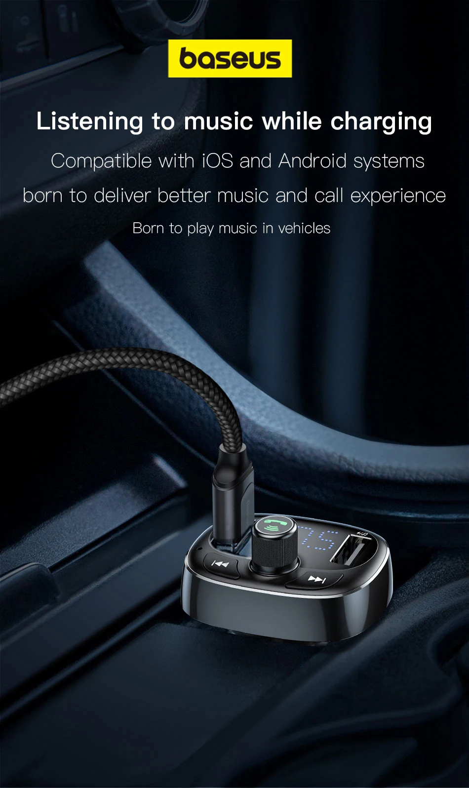 Car FM Transmitter Handsfree Bluetooth Modulator 3.4A Fast Dual USB Car Charger