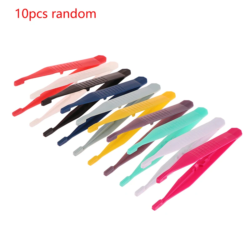 Precision Tweezers Tweezer Tool Phone Repair Tweezers 10pcs Plastic Tweezers Medical Repair Small Disposable Tweezers Tools Crafts Kids Toys Plastic Clips Random