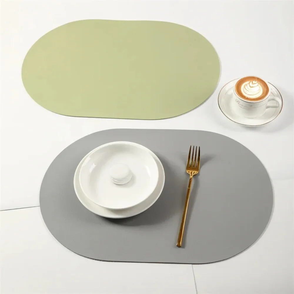 Leather Placemat Oval Oil-Proof Table Mat Home Dining Kitchen Table Placemat Design Dining Waterproof Heat Resistant Home Decor 1