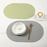 Leather Placemat Oval Oil-Proof Table Mat Home Dining Kitchen Table Placemat Design Dining Waterproof Heat Resistant Home Decor 1