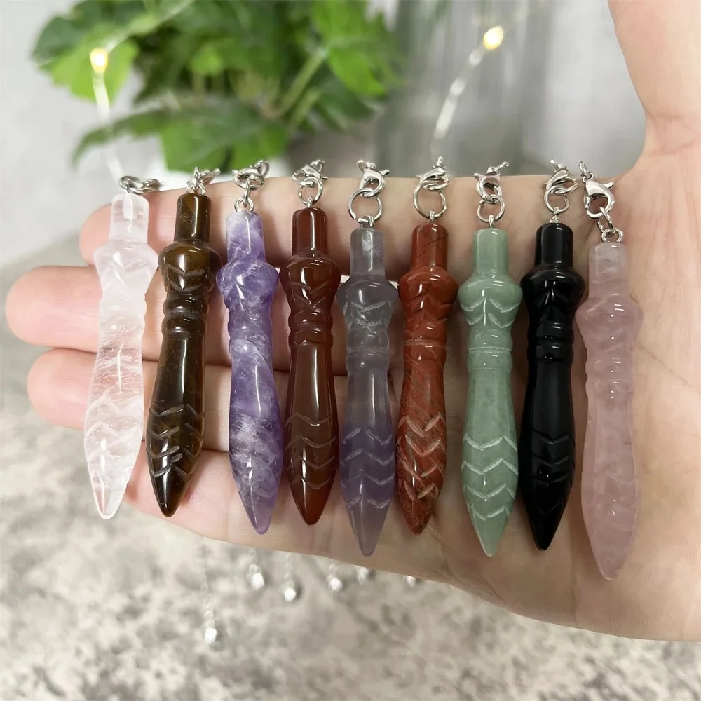 Natural Gem Stone Crystals Pendulum Egyptian Cone Clear Quartz Pendulums for Dowsing Divination Reiki Spiritual Pendulos X177