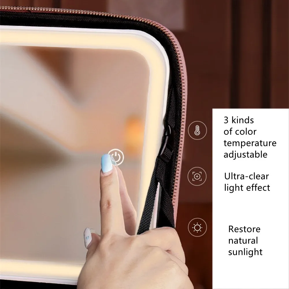 Smart LED Cosmetic Case with Mirror Large Capacity Fashion Storage Bag  Travel Makeup Bags for Women Christmas Gift