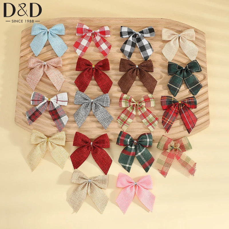 

10Pcs/Set Christmas Bows Xmas Tree Hanging Ornament Decorations DIY Wreath Bowknot Crafts Christmas Decorations for Home