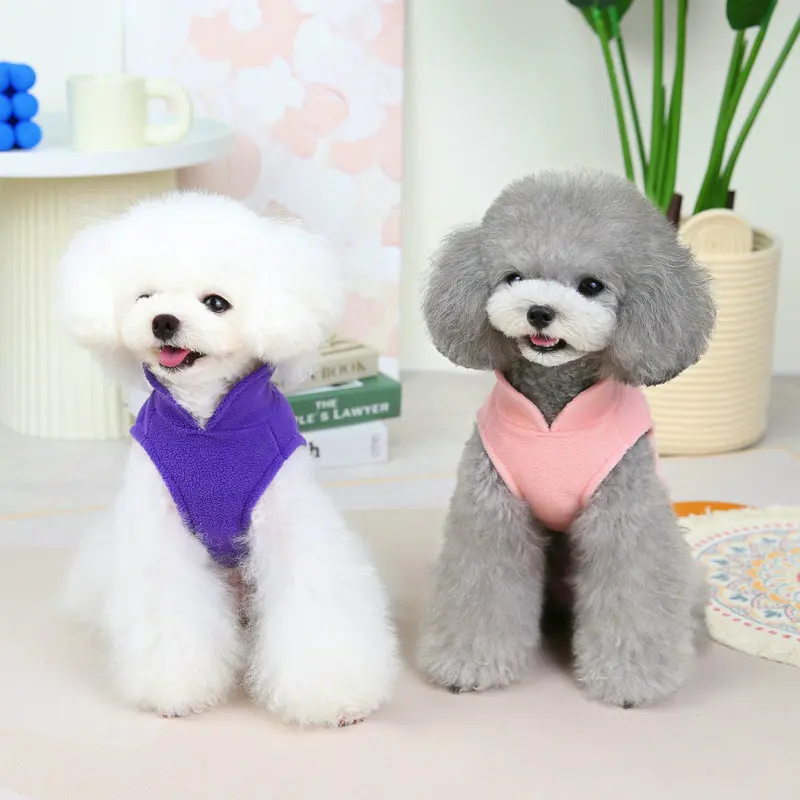 Winter Fleece Pet Dogs Clothes pet costumes dog jacket Warm Dog Vest Jacket With Pull Ring For French Bulldog Puppy Small Medium Dogs