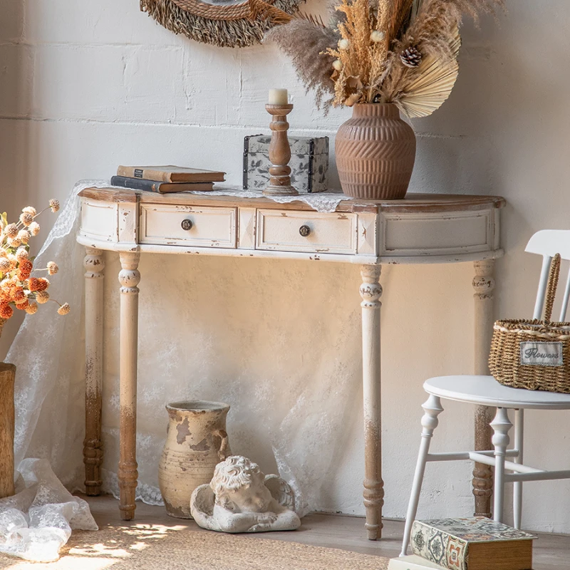 

ZZ010 Rural Style Retro White foyer Display Table foyer coffee shop homestay furniture