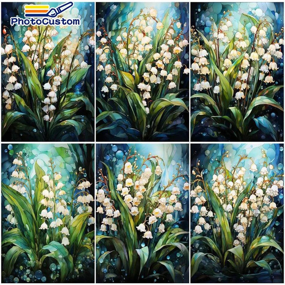 

PhotoCustom Painting By Number Flower DIY Kit HandMade Acrylic Paint Scenery Decoration Art Picture By Numbers Unique Gift