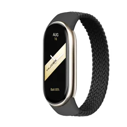 Braided Solo Loop Elastic Watchband Replacement Strap - Stylish Smartwatch Accessory Bracelet - M (Black)