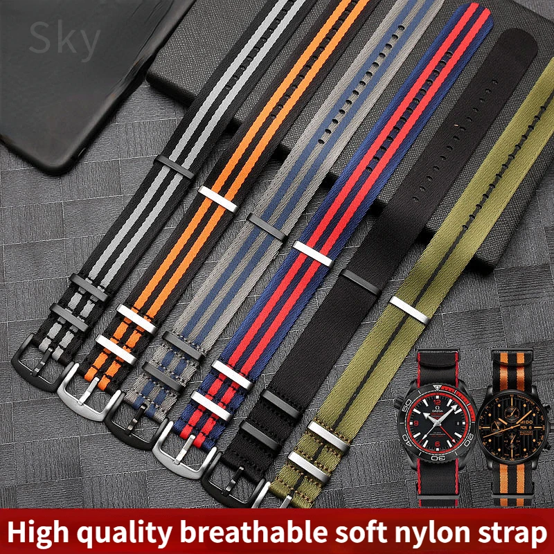 Breathable Soft Nylon Watchband - 20/22mm Male Watch Strap