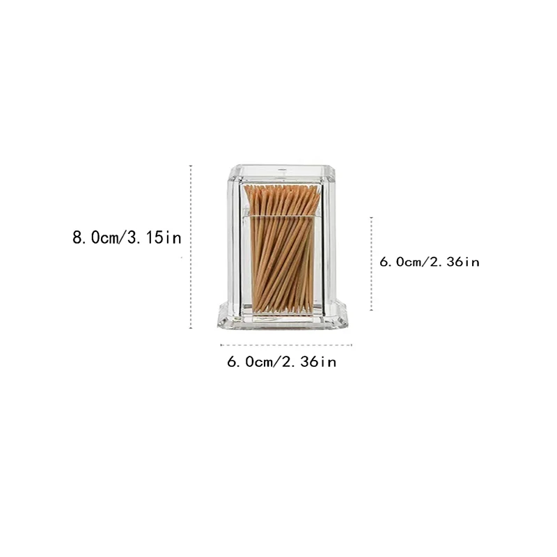 Toothpick storage box thickened acrylic transparent square portable creative convenient home living room