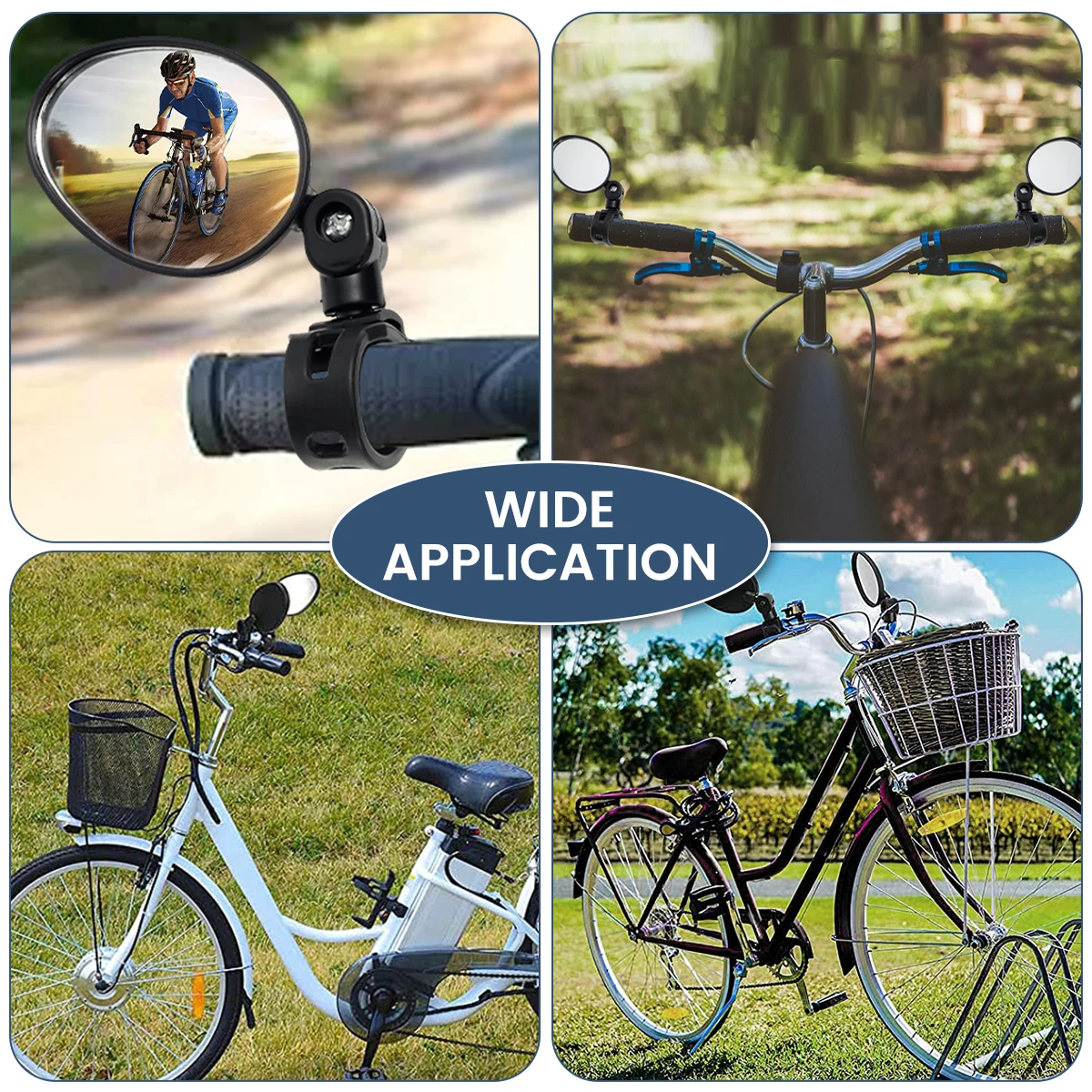 2/4Pcs Bicycle Rearview Mirror 360° Rotation Auxiliary Convex Mirror Handlebar Rearview Mount Cycling Bike Rear View Mirrors 5