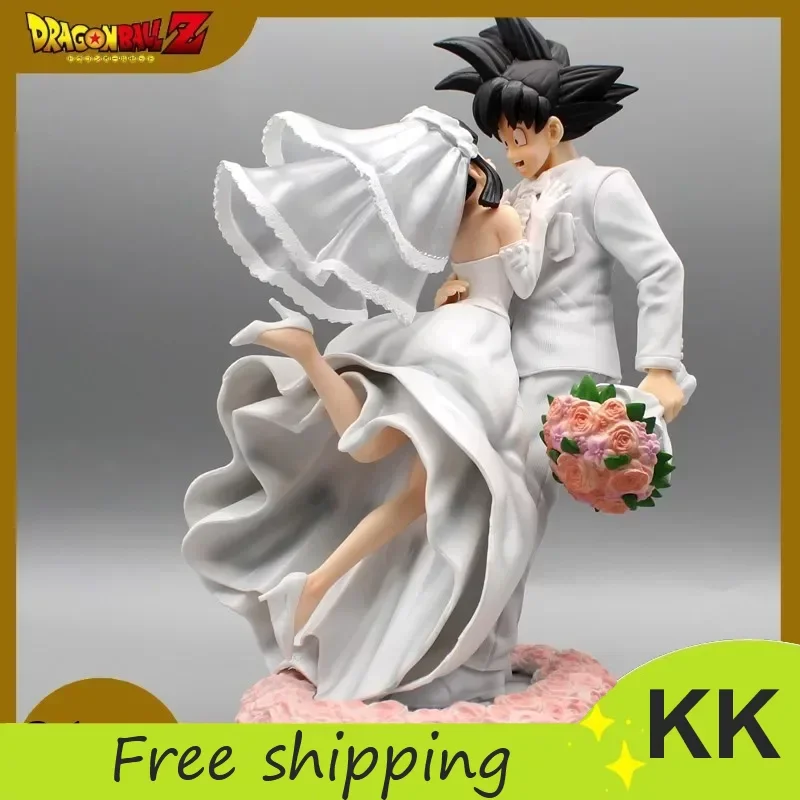 

31cm Dragon Ball Anime Figure Son Goku and Chichi Wedding Periphery Collection Figure Desktop Display PVCModel for Boy Gift Toys