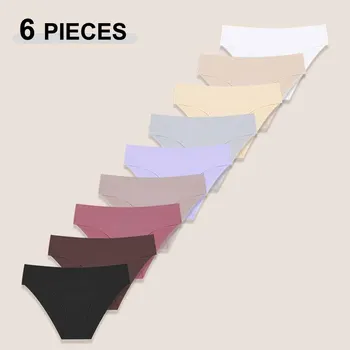 6Pcs/Set Sexy Traceless Panties For Women Seamless Low Waist Breathable Briefs High Elastic Solid Color Lingerie Cozy Underpants