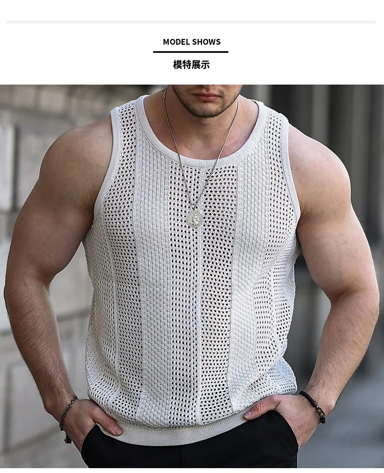 ★2025HS新作★GRAILZ★LEAVE ME SLEEVELESS 2025 Men's Summer Tank Top Lace Hollow Out Sleeveless Shirts