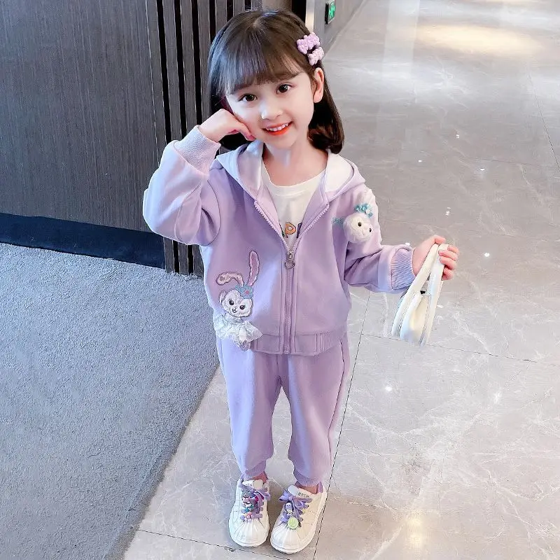 

Cute Cartoon Kawaii Girls' Set Spring and Autumn New Children's Long Sleeve Coat Pants Casual Sports Two Piece Set