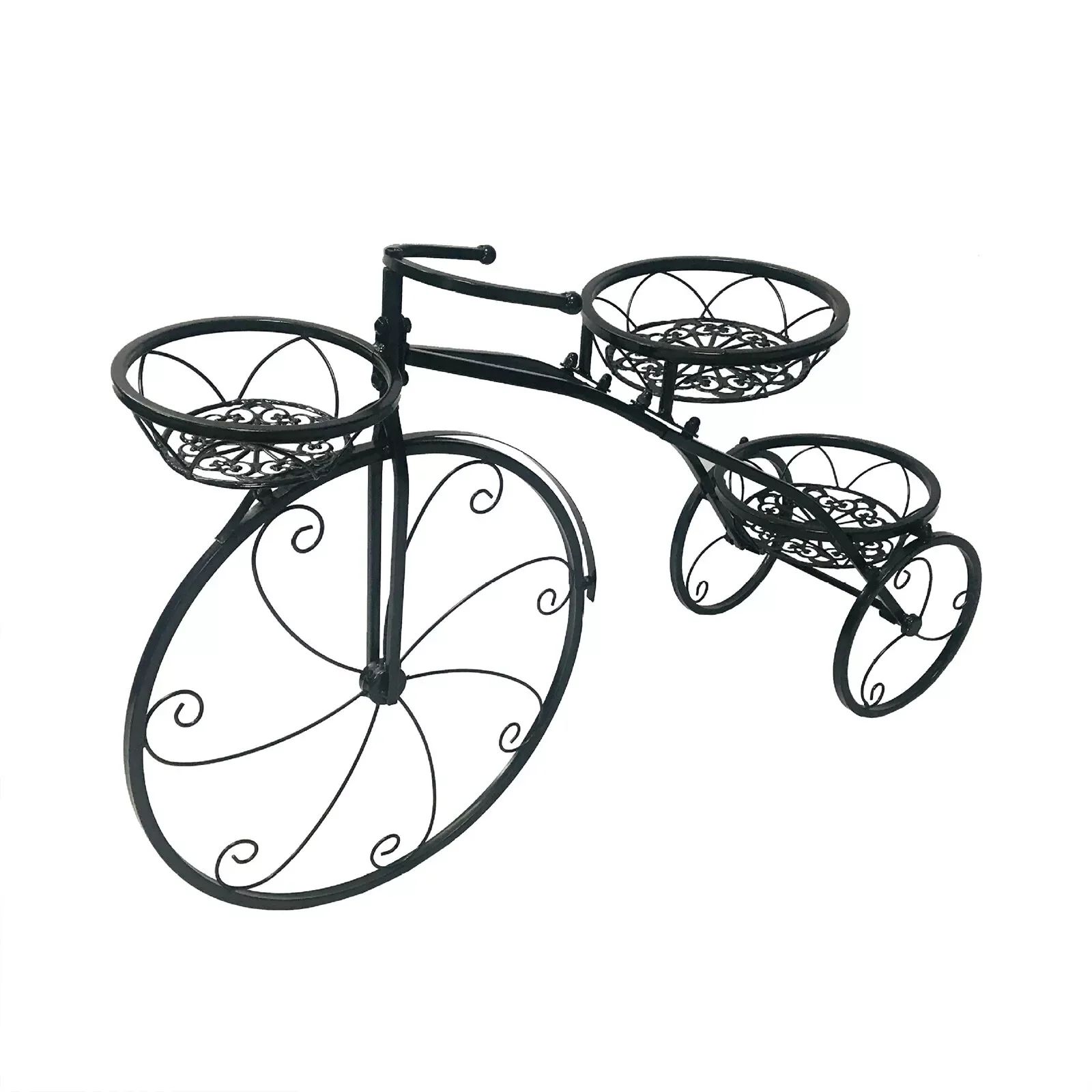 3-Tier Bicycle Shape Plant Stand Shelf Flower Holder Rack Garden Home Patio Decor Metal Wrought Iron Tricycle Planter 4