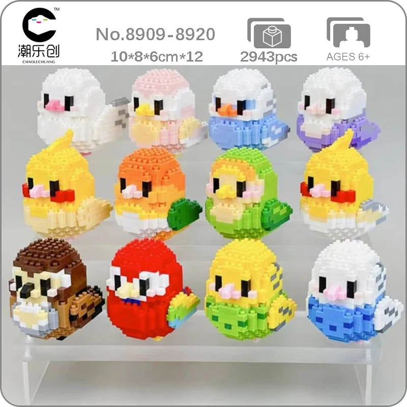 Clc Animal World Bird Parrot Sparrow Pigeon Cockatiel Budgerigar Macaw Pet Doll Mini Diamond Blocks Mattoni Building Toy No Box