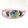 Style Funny Bfb X And Four,Pink Leather Bracelet Glass Cabochon Button Multilayer Bangles Wristband Gift 5