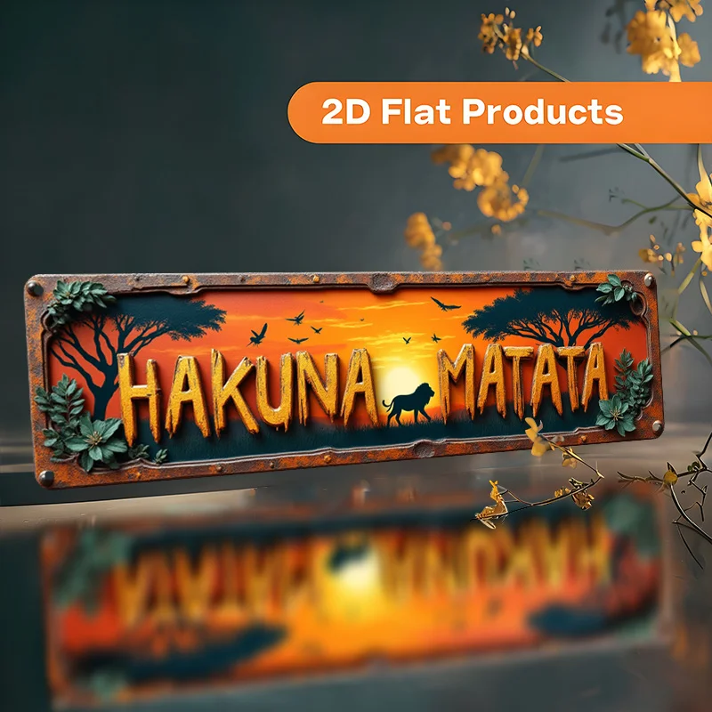 2D 플랫 HAKUNA MATATA 빈티지 금속 사인, 가정용 주방 카페 사무..