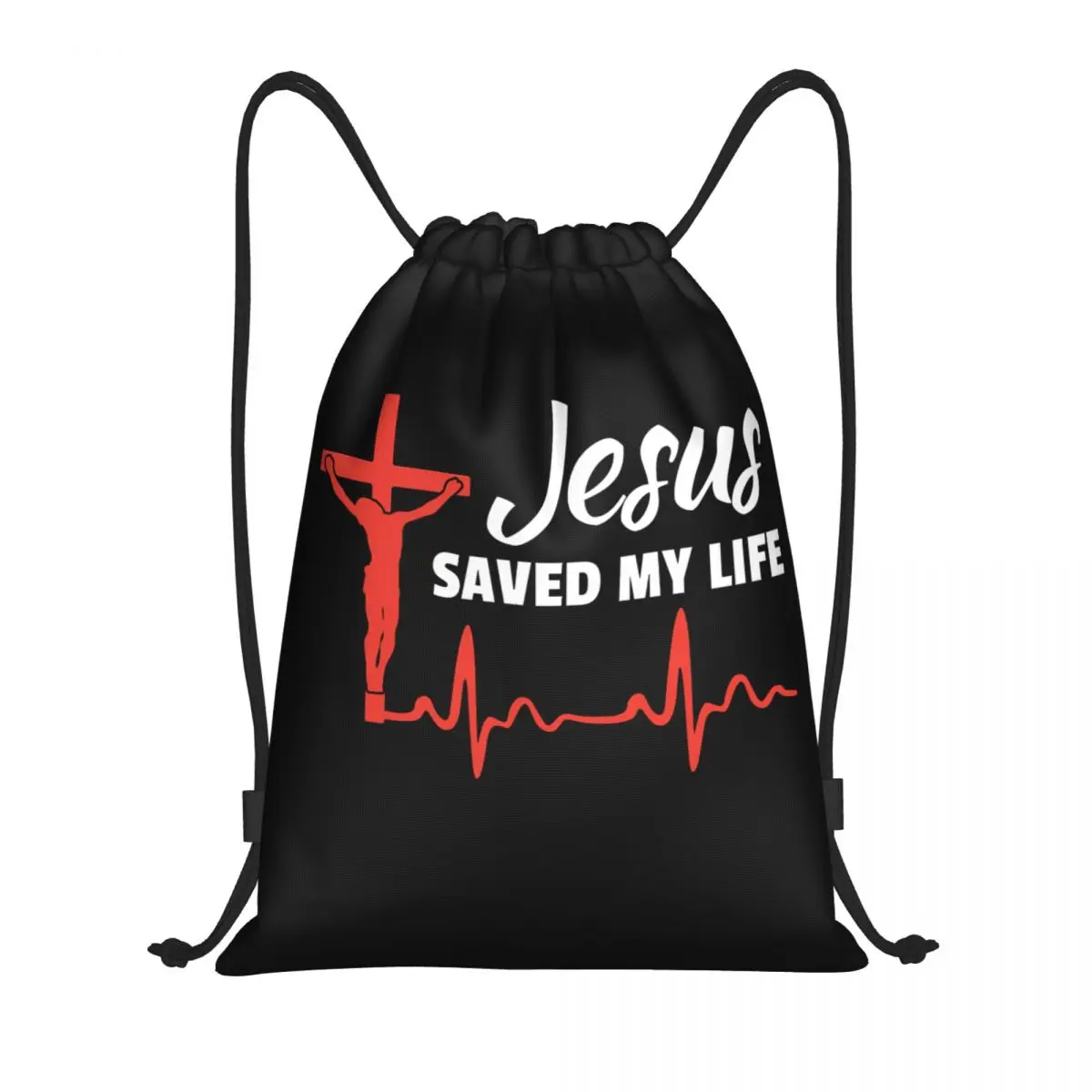 Custom Jesus Saved My Life Zaino Con Coulisse Borse Uomo Donna Leggero Cristo Cristianesimo Palestra Sport Sacks Sacks Per Yoga