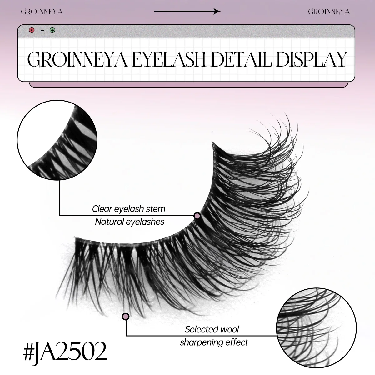 Half Fake Eyelashes GROINNEYA Soft Natural Cat Eye Lashes Natural Look Nvisible Band Fluffy Eyelashes
