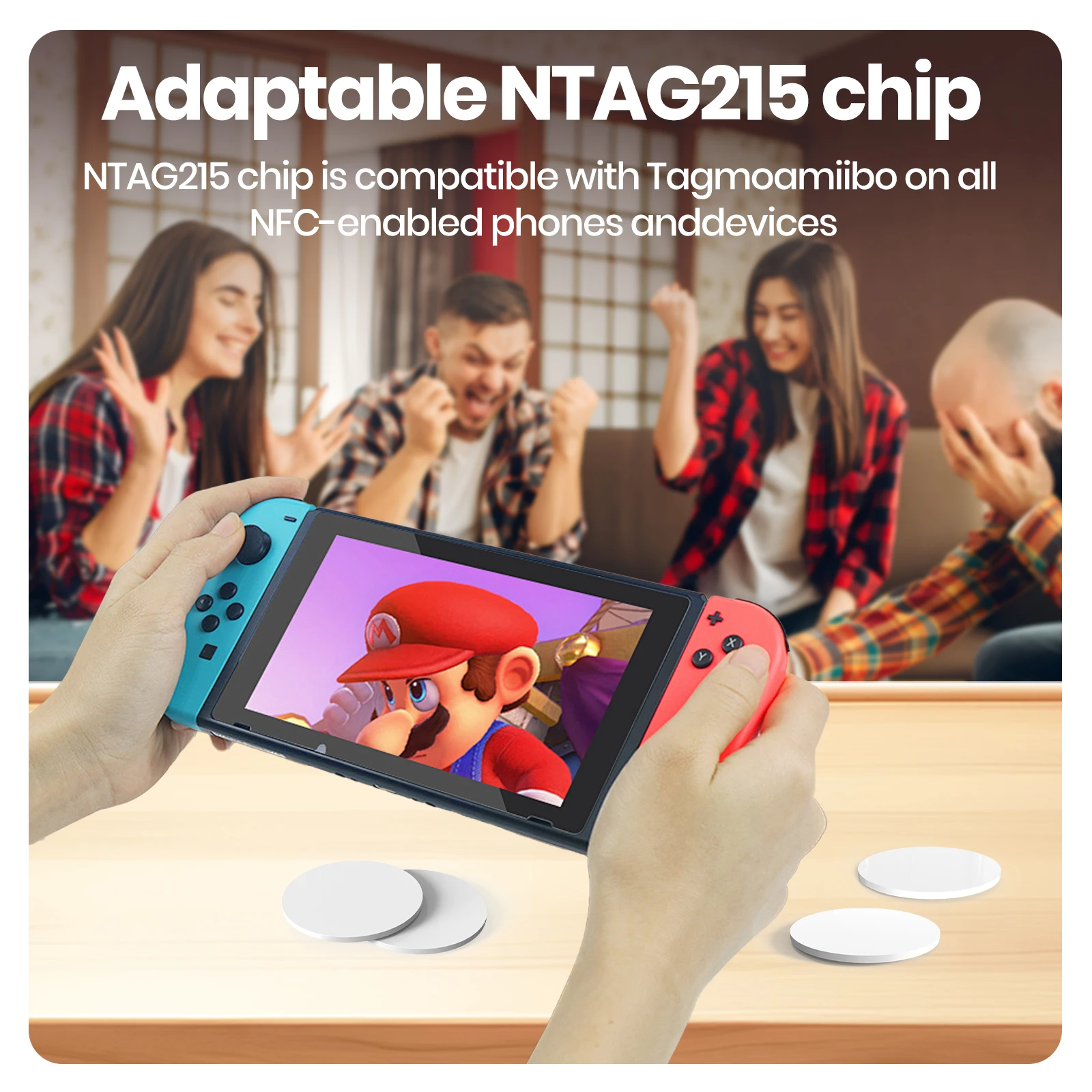 Blank NFC Tags NTAG215 Coin Cards Rewritable NFC Game Character Cards 25mm 504 Bytes Memory Compatible with All NFC Enabled 2