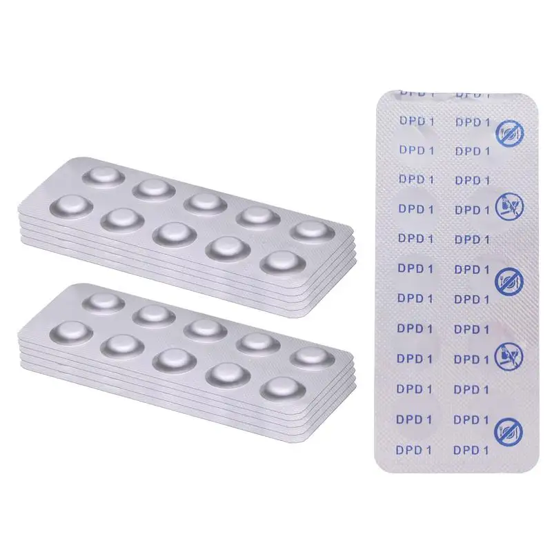 Water Chlorine Test Tablets 100 PCS Fast DPD1 Chlorine Test Piece Visual High Range Free Chlorine Testing Tablets For Water