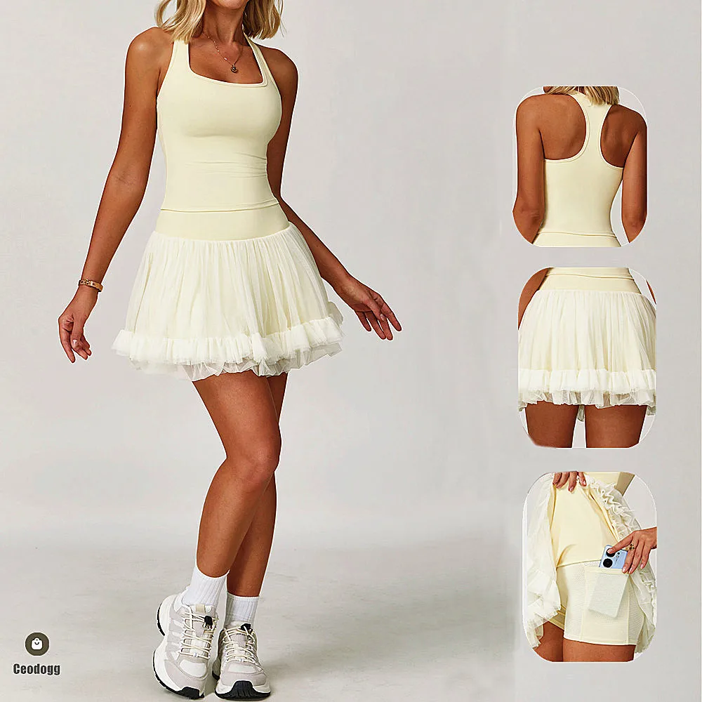 Yoga Pilates Fold Hem Fitted Fitness Skorts