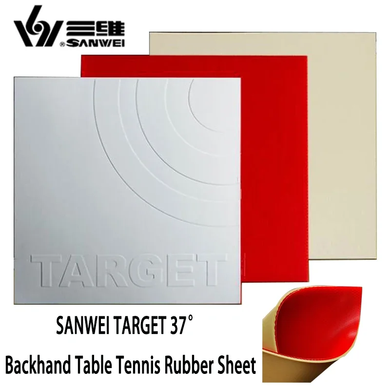 오리지널 SANWEI TARGET 3 탁구 고무 시트 37도 스티키 탁구 고무 핍스인 소프트 스폰지 고무 ITTF 승인