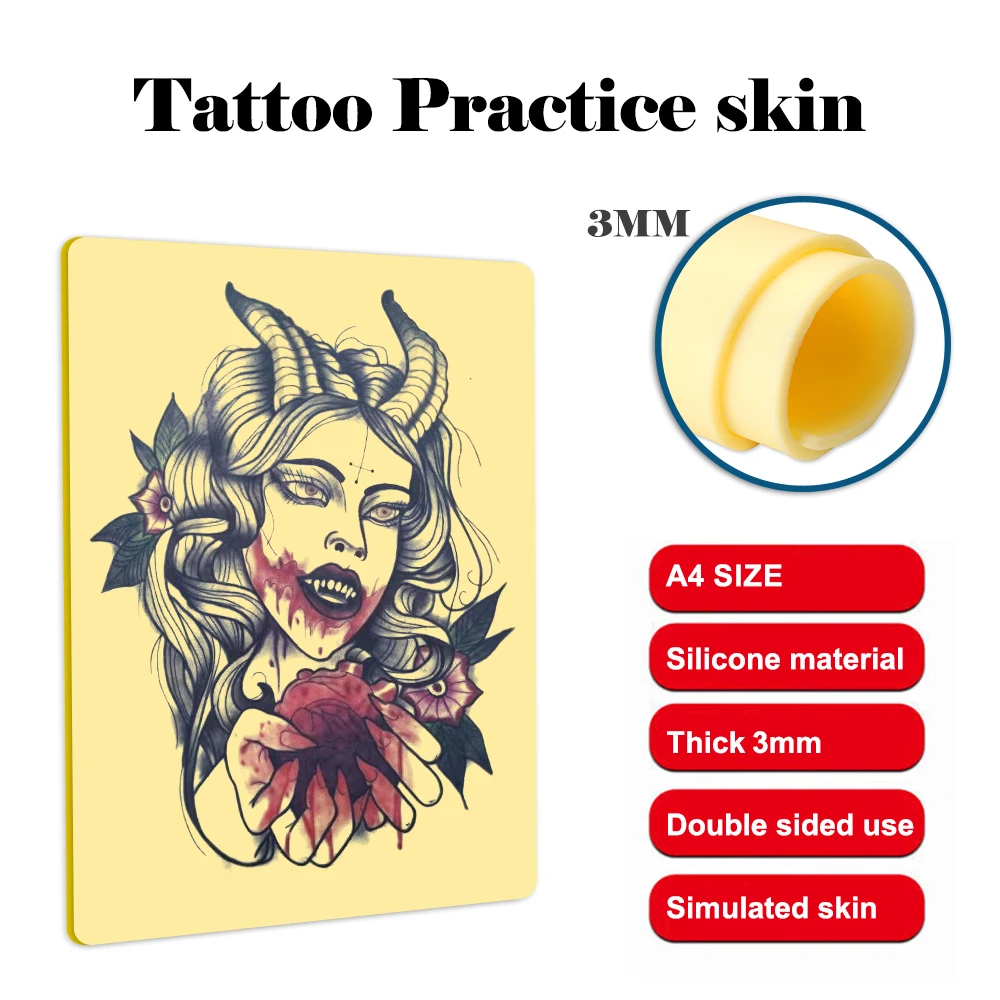 

3/5/10/15pcs High Quality 3mm Thick Tattoo Practice Skin Big Size Blank Silicone Double Sides Permanent Tattoo Practice Skin