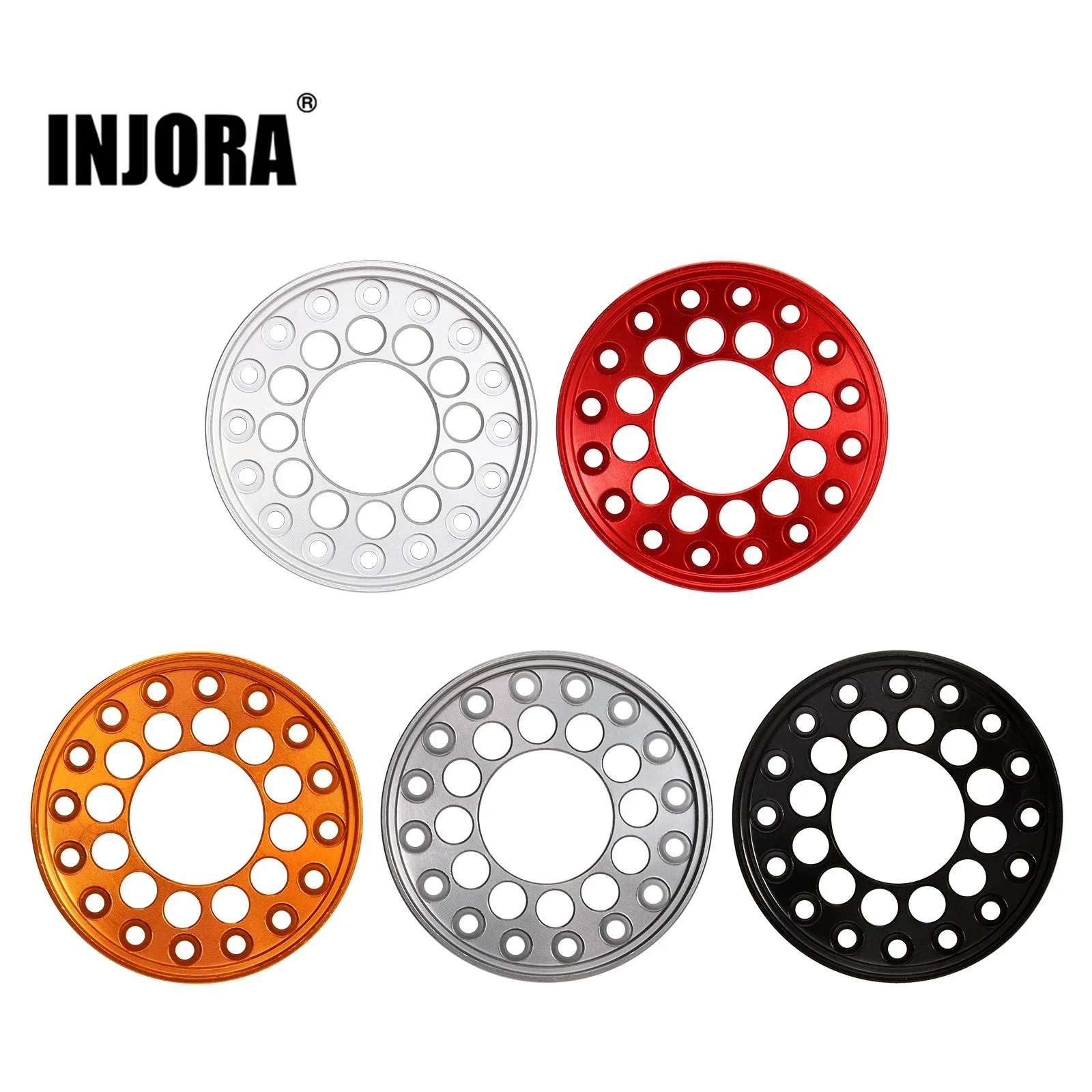 INJORA CNC 알루미늄 외부 비드락 링, 1.0 인치 휠 림, 1/24 RC 크롤러 자동차 축 SCX24 AX24 업그레이드, 4 개