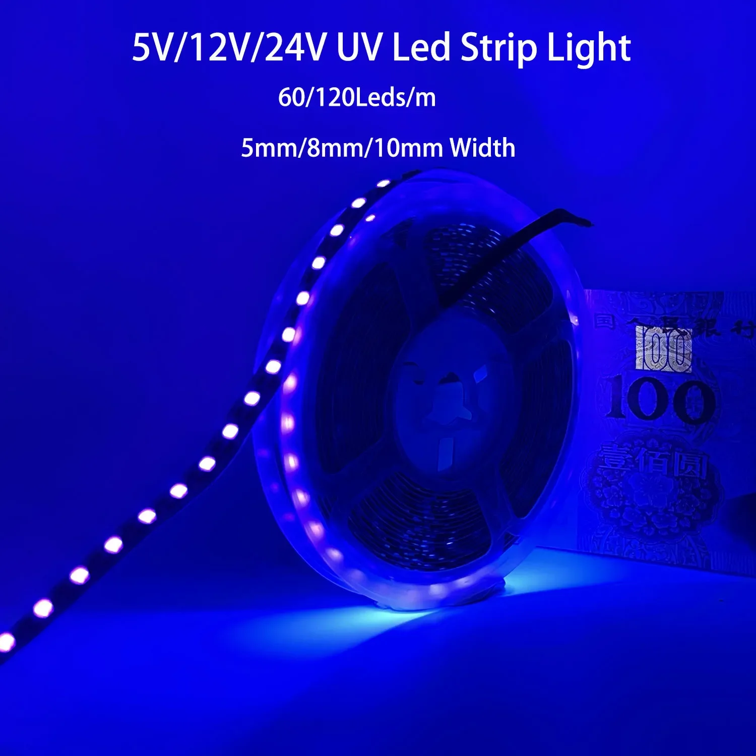 

5V 12V 24V UV Ultraviolet 395-405nm Led Strip Black Light 5050 2835 SMD 120led/m Waterproof tape lamp for DJ Fluorescence party