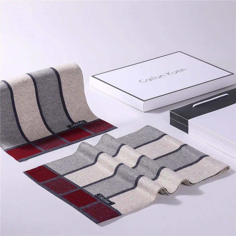 Fashion Design Wool Scarf Men Autumn Winter Thick Warm Soft Muffler Male Plaid Knit Cashmere Business Scarf Gents knitted scarf cashmere scarf neck wrap neck gaiter