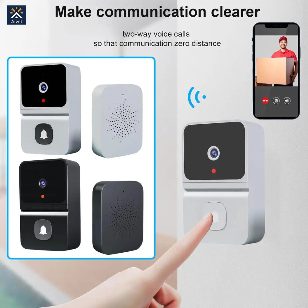 

Electronic Wireless Doorbell Home Security Camera with Chime HD Video Night Vision 2.4GHZ WiFi Smart Door Bell Two-Way Audio