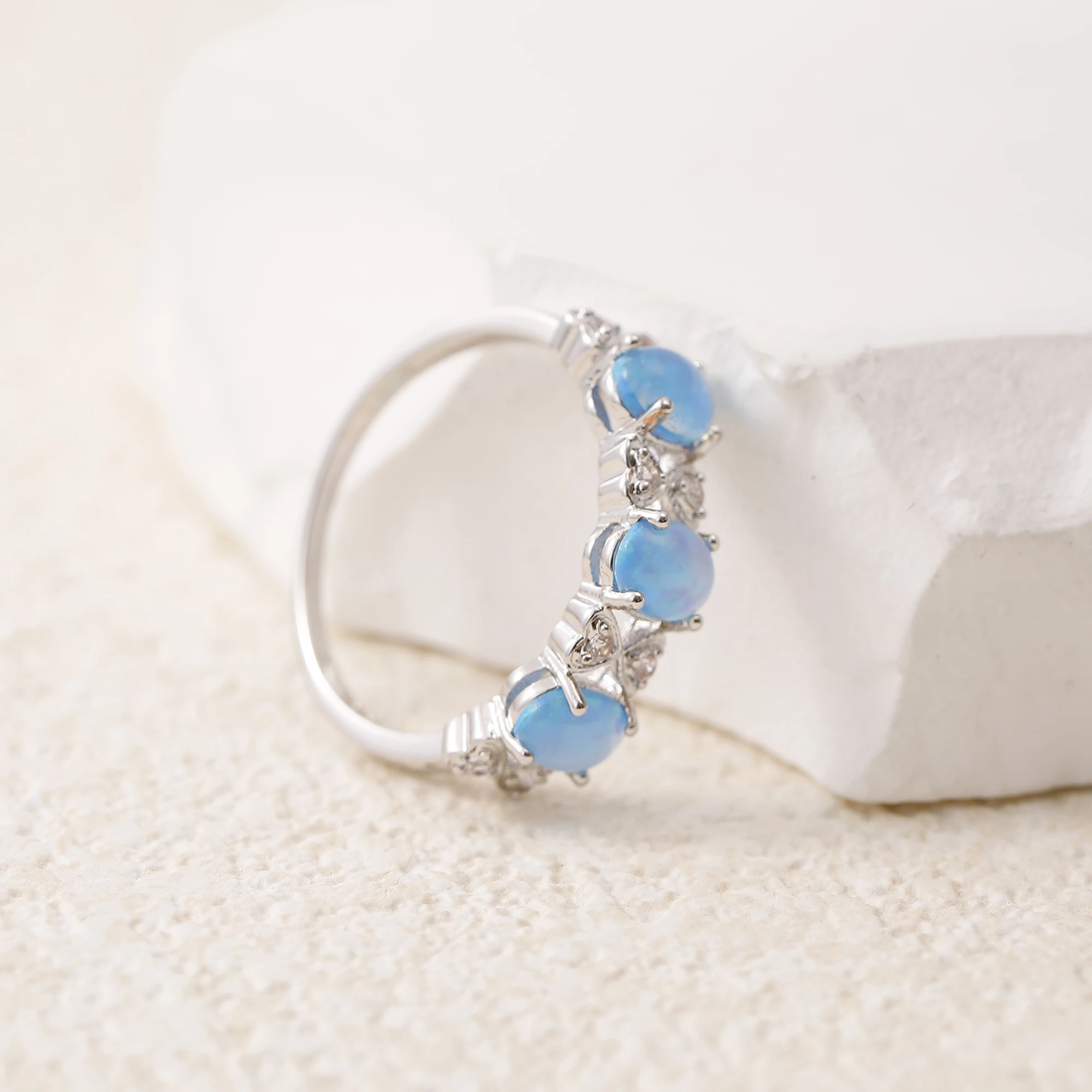 Anelli Di Opale Per Le Donne Anello Di Pietra Naturale Blu Reale Opals Nero Oro-Colore Vendite Gioielli Di Moda Anello Di Fidanzamento Di Nozze