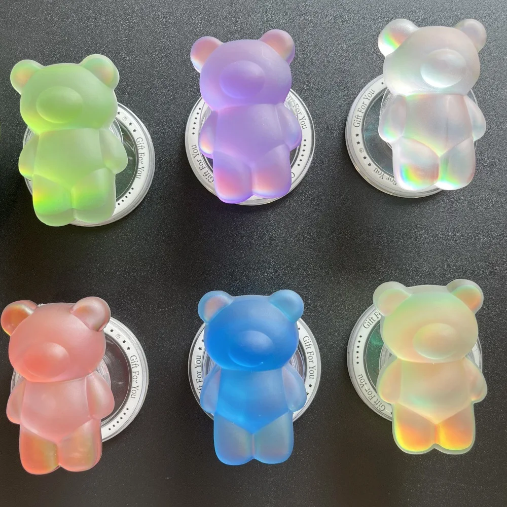 Kawaii Pastel 3D Bear Magnetic Phone Stand - Shockproof & Anti-Slip Desk Holder
