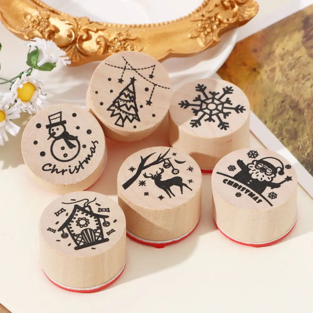 

6pcs/set Thank You Wooden Rubber Stamps Happy Birthday Blessing Greeting Words Handmade Xmas DIY Letter Stamp