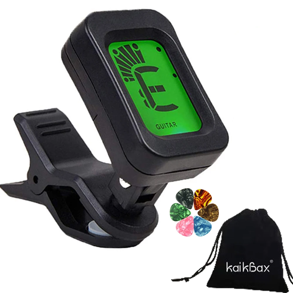 Guitar Tuner Clip On Bass Tuner For Musical Instruments Ukulele Guitar Mandolin Violin Large Clear LCD Display For Guitar Tuner