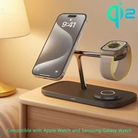 QI2 3 in 1 Magnetic Wireless Chargers For iPhone 16 15 14 13 12 Fast Charging Station For Apple Watch Airpods 2 3 4 stand