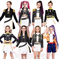 Costume de cosplay pour fille, tenue de scène dorée pour chanteuse, idéal pour spectacle de groupe, Halloween, fête d'anniversaire, ou costume d'anime pour enfant 1