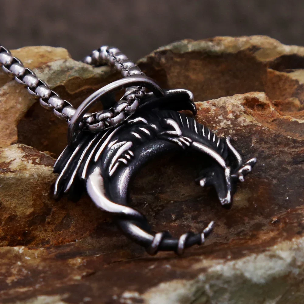 Small Size Vintage Dragon Necklace Stainless Steel Fashion Animal Pendants For Men Unique Amulet Jewelry Gifts Dropshipping 4