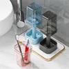 Minimalist Toothbrush Holder Set Compact Storage Organizer with Gargle Cup, Bathroom Tumbler, and Rack Space-Saving Bathroom 3