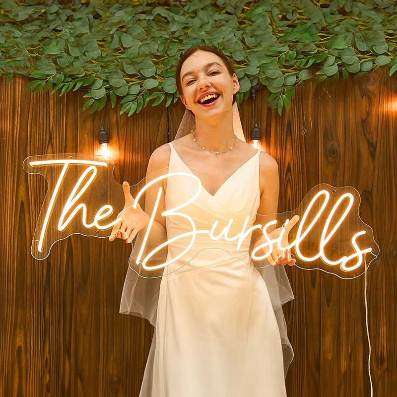 

Custom Name Neon Sign Personalized Wedding Backdrop Neon Signs Party Engagement Home Decor Led Neon Light Family Last Name Sign