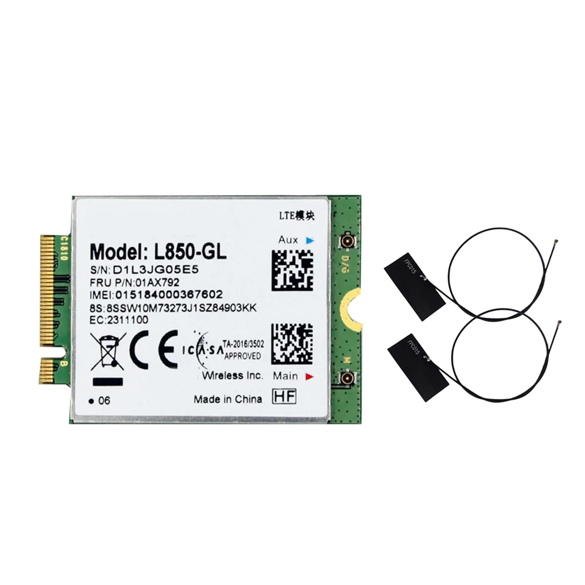 

Wi-Fi-карта L850 GL + 2-антенна 01AX792, модуль NGFF M.2 для Lenovo ThinkPad T580 X280 L580 T480S T480