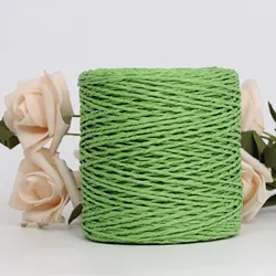 Handmade Natural Raffia Straw Yarn for Knitting and Crocheting Summer Hats and Bags (Grass green)