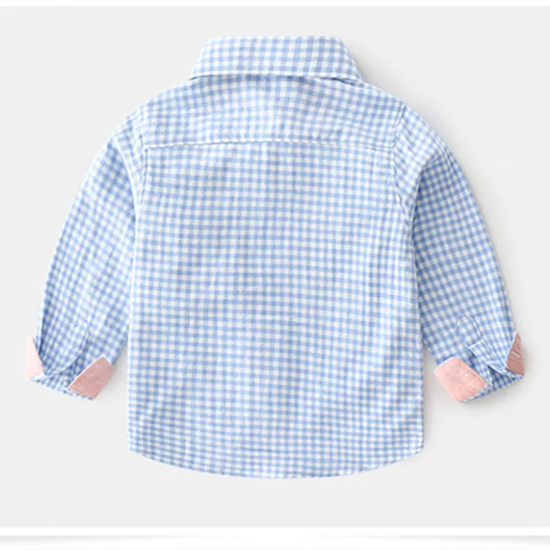 2025 Spring Autumn New 2 3 4 5 6 8 10 Years Children Baby Kids Plaid Tops Handsome Gentleman Formal Long Sleeve Shirt For Boys
